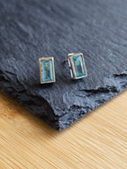 Sterling Silver Baguette Cut Blue Stud Earrings