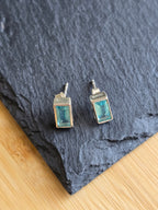 Sterling Silver Baguette Cut Blue Stud Earrings