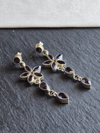 Tanzanite Gemstone Sterling Silver Flower Dangle Earrings