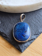 Vintage Natural Lapis Lazuli Sterling Silver Bezel Pendant, Blue Gemstone, Crystal Jewellery, September Birthstone Gift