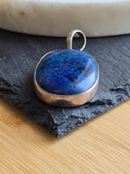 Vintage Natural Lapis Lazuli Sterling Silver Bezel Pendant, Blue Gemstone, Crystal Jewellery, September Birthstone Gift