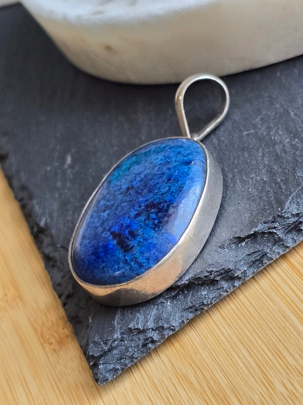 Vintage Natural Lapis Lazuli Sterling Silver Bezel Pendant, Blue Gemstone, Crystal Jewellery, September Birthstone Gift