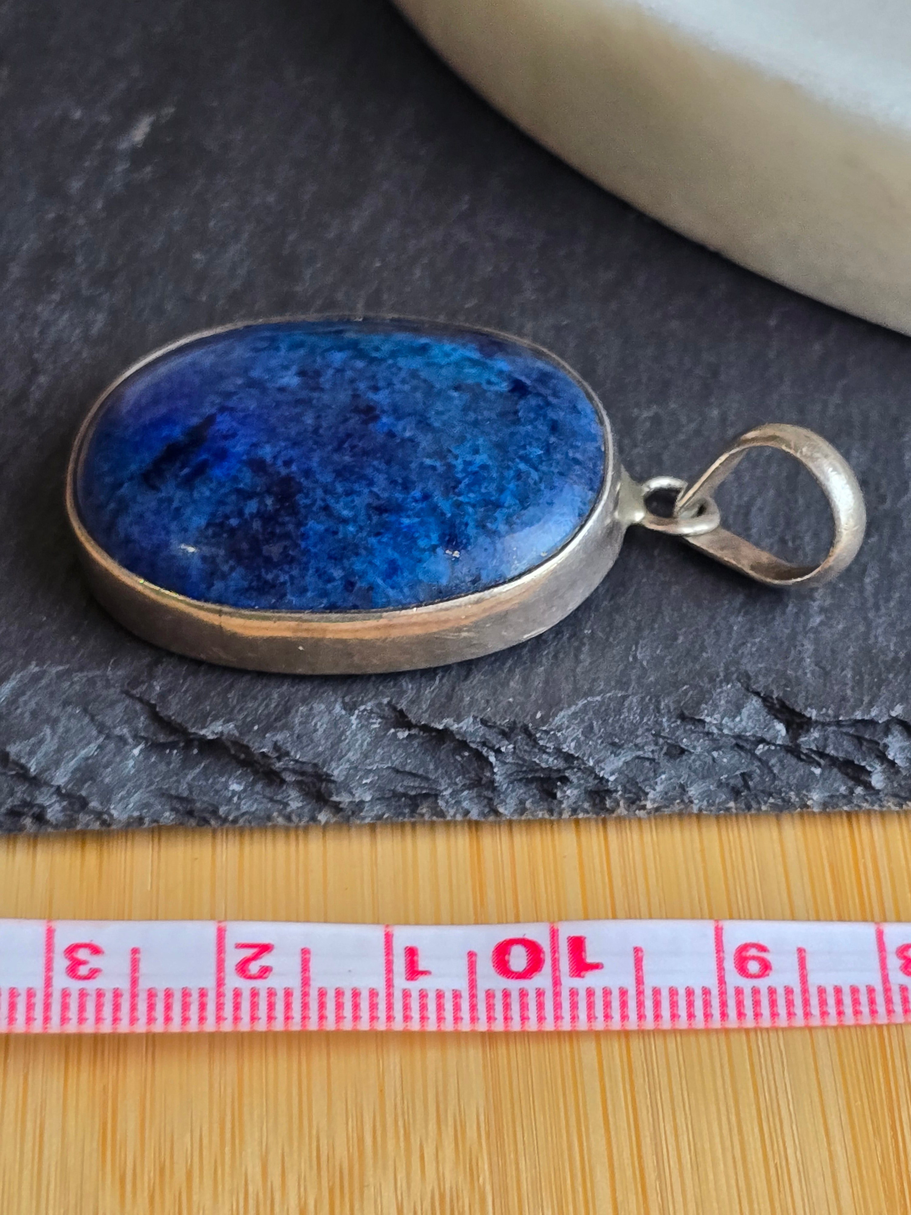 Vintage Natural Lapis Lazuli Sterling Silver Bezel Pendant, Blue Gemstone, Crystal Jewellery, September Birthstone Gift