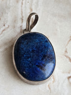 Vintage Natural Lapis Lazuli Sterling Silver Bezel Pendant, Blue Gemstone, Crystal Jewellery, September Birthstone Gift
