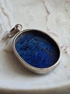 Vintage Natural Lapis Lazuli Sterling Silver Bezel Pendant, Blue Gemstone, Crystal Jewellery, September Birthstone Gift