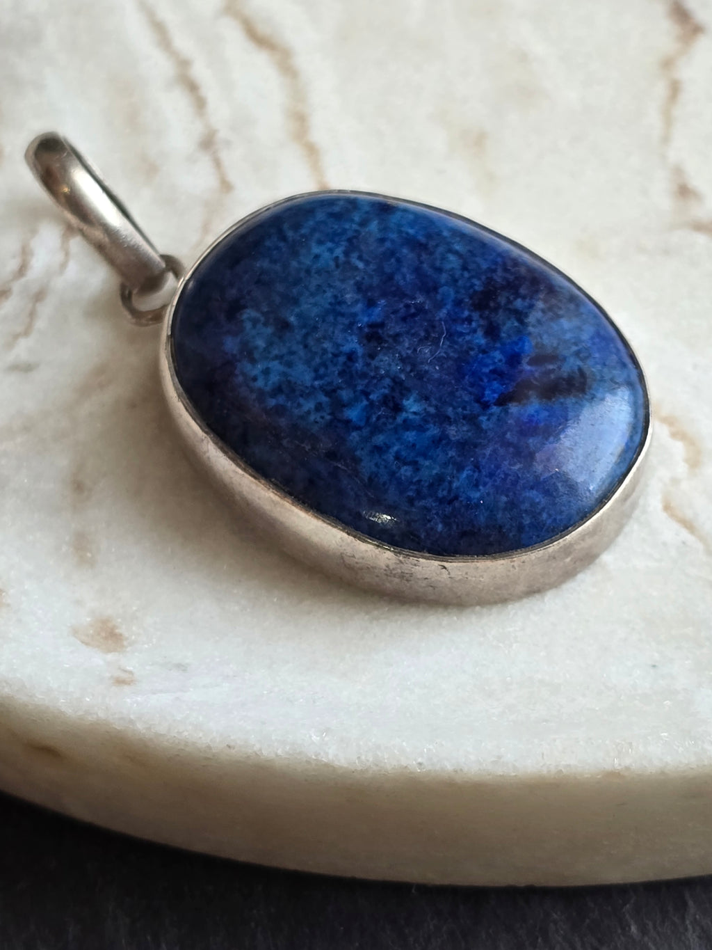 Vintage Natural Lapis Lazuli Sterling Silver Bezel Pendant, Blue Gemstone, Crystal Jewellery, September Birthstone Gift