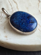 Vintage Natural Lapis Lazuli Sterling Silver Bezel Pendant, Blue Gemstone, Crystal Jewellery, September Birthstone Gift