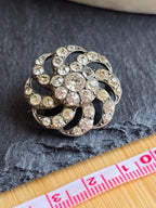 Sterling Silver Paste Brooch, Antique Openwork Floral Pin, Vintage Statement Piece
