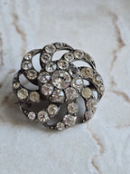 Sterling Silver Paste Brooch, Antique Openwork Floral Pin, Vintage Statement Piece