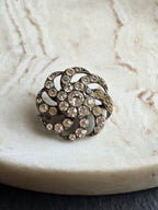 Sterling Silver Paste Brooch, Antique Openwork Floral Pin, Vintage Statement Piece