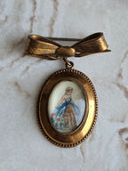 Vintage TLM Thomas L. Mott Portrait Dangle Bow Brooch, Made In England, Collectable