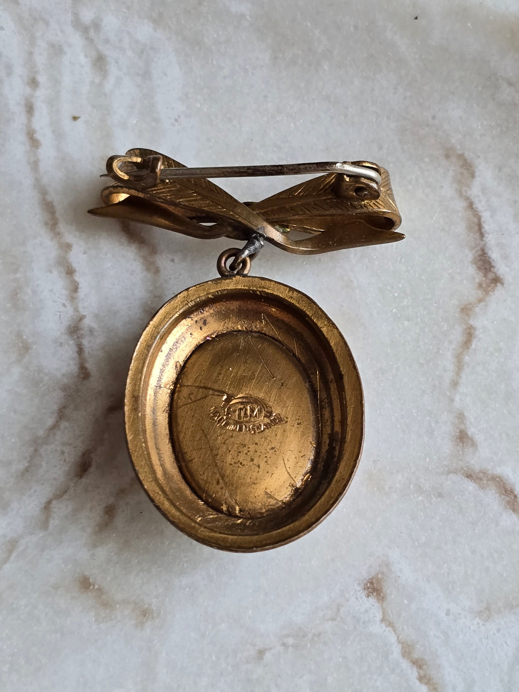 Vintage TLM Thomas L. Mott Portrait Dangle Bow Brooch, Made In England, Collectable
